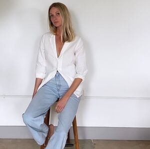 Vincent James button front linen shirt size L